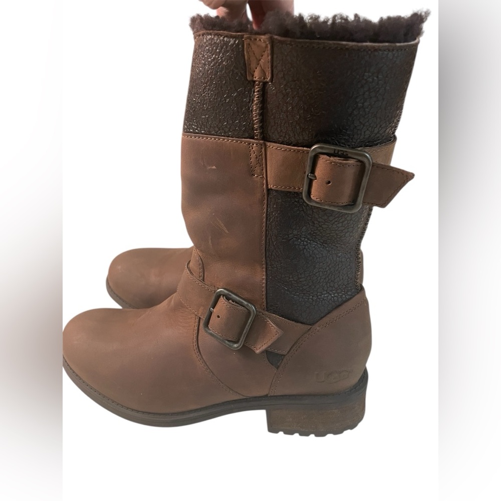 Ugg Oregon stout moto brown leather boots